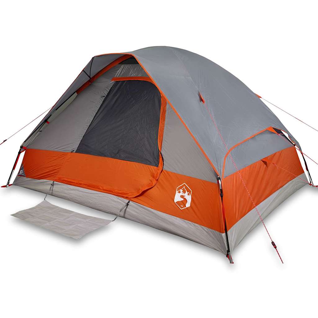 vidaXL Tienda de campaña iglú para 4 personas impermeable gris naranja