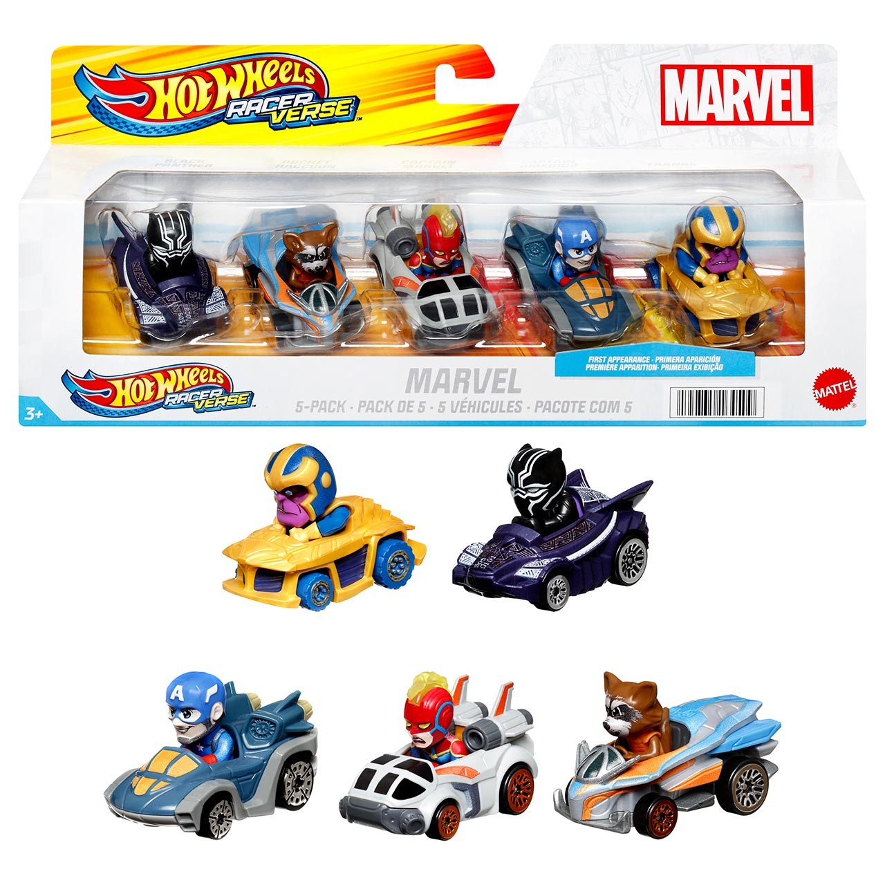 Pack 5 coches de Marvel Racerverse HPN40 MARVEL HOT WHEELS