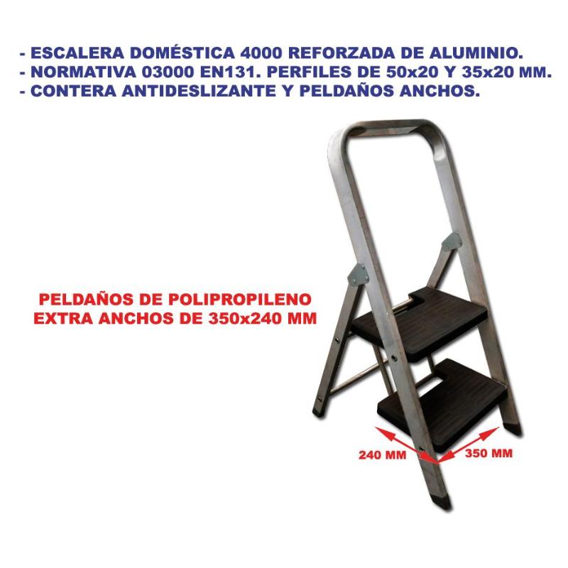 Escaleras aluminio reforz.sifer 4000   2 peld.anchos 03000 en131