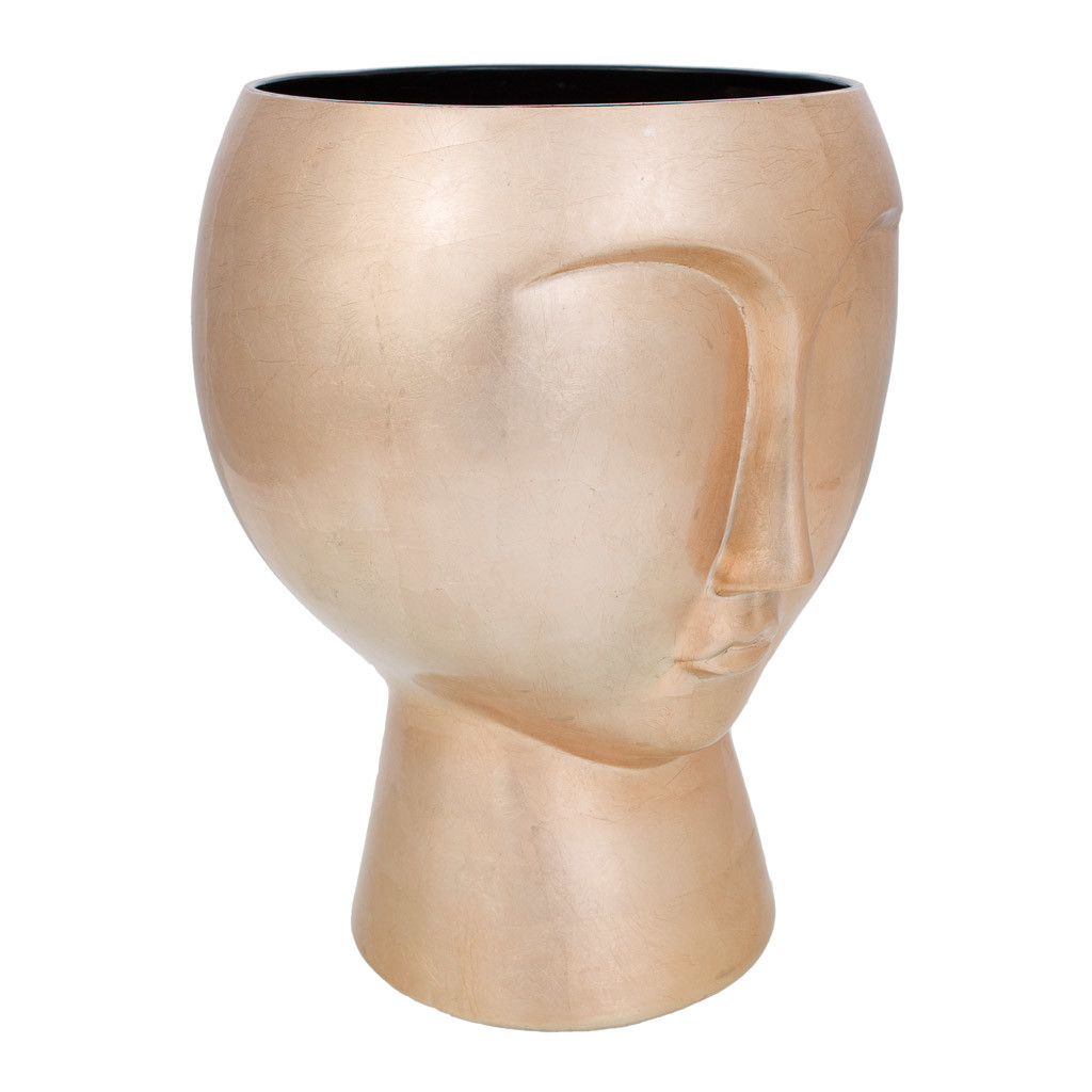 WANDERLUST DECO Figura Cara Cerámica Dorado 28,5x28,5x38h Cm - Decoración Elegante