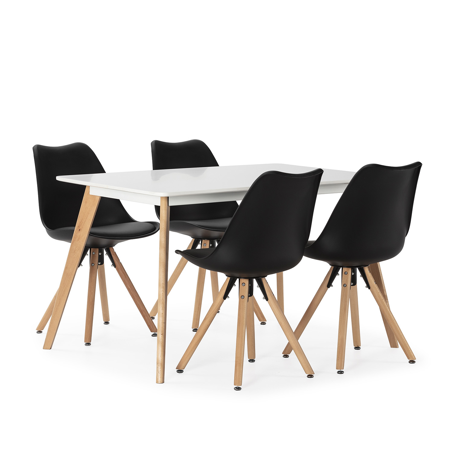 VS Venta-Stock Juego de mesa 120x80 cm y 4 sillas de comedor Jeff