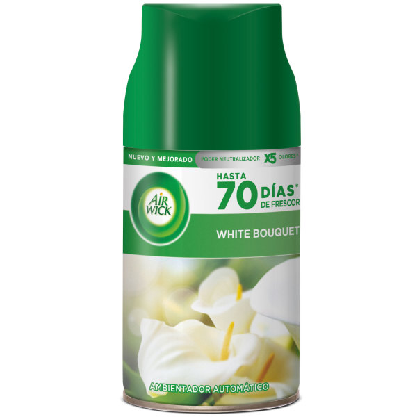 Air Wick Ambientador Freshmatic - Recambio Spray Automático, Esencia Para Casa Con Aroma A Flores Blancas White Bouquet