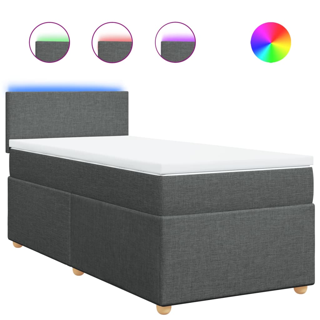 vidaXL Cama box spring con colchón tela gris oscuro 80x200 cm