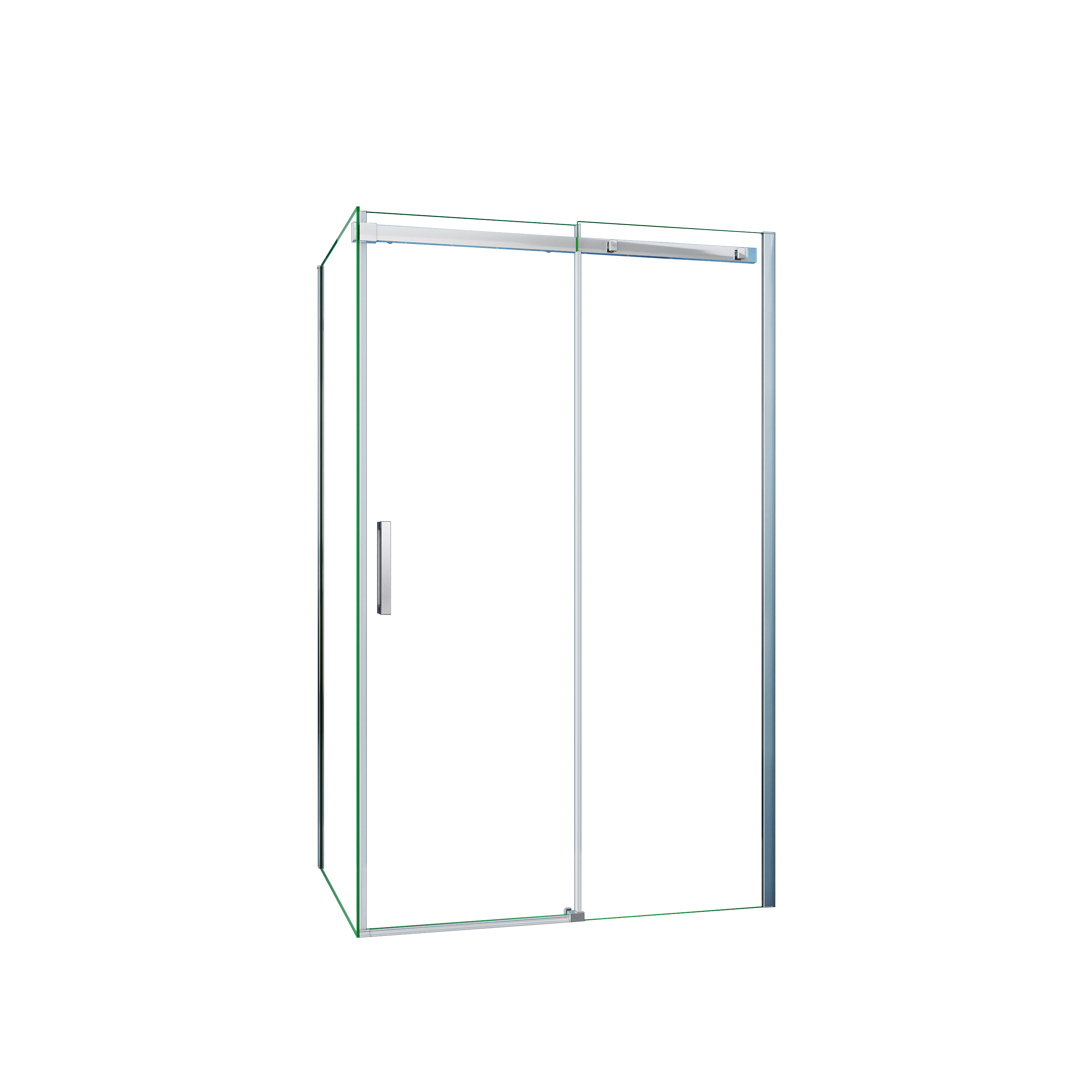 AICA Mampara Corredera Frontal y Panel Lateral Perfil Cromado Vidrio Templado 6mm (975-995)x(983-1003)x1950mm