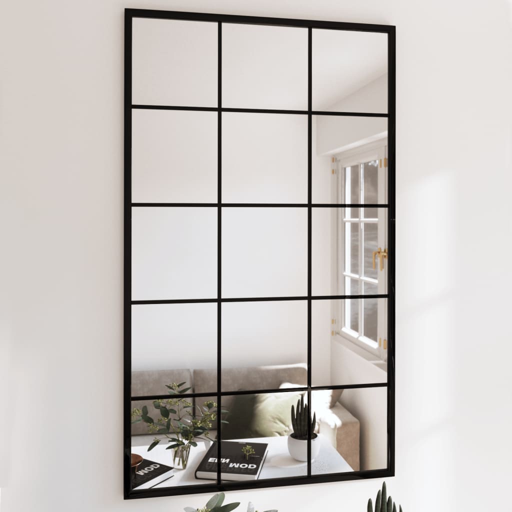 vidaXL Espejo de Pared Metal Negro Tocador Maquillaje Colgante Baño Dimensiones 40 x 40 cm,  20 x 50 cm,  60 x 40 cm y mas