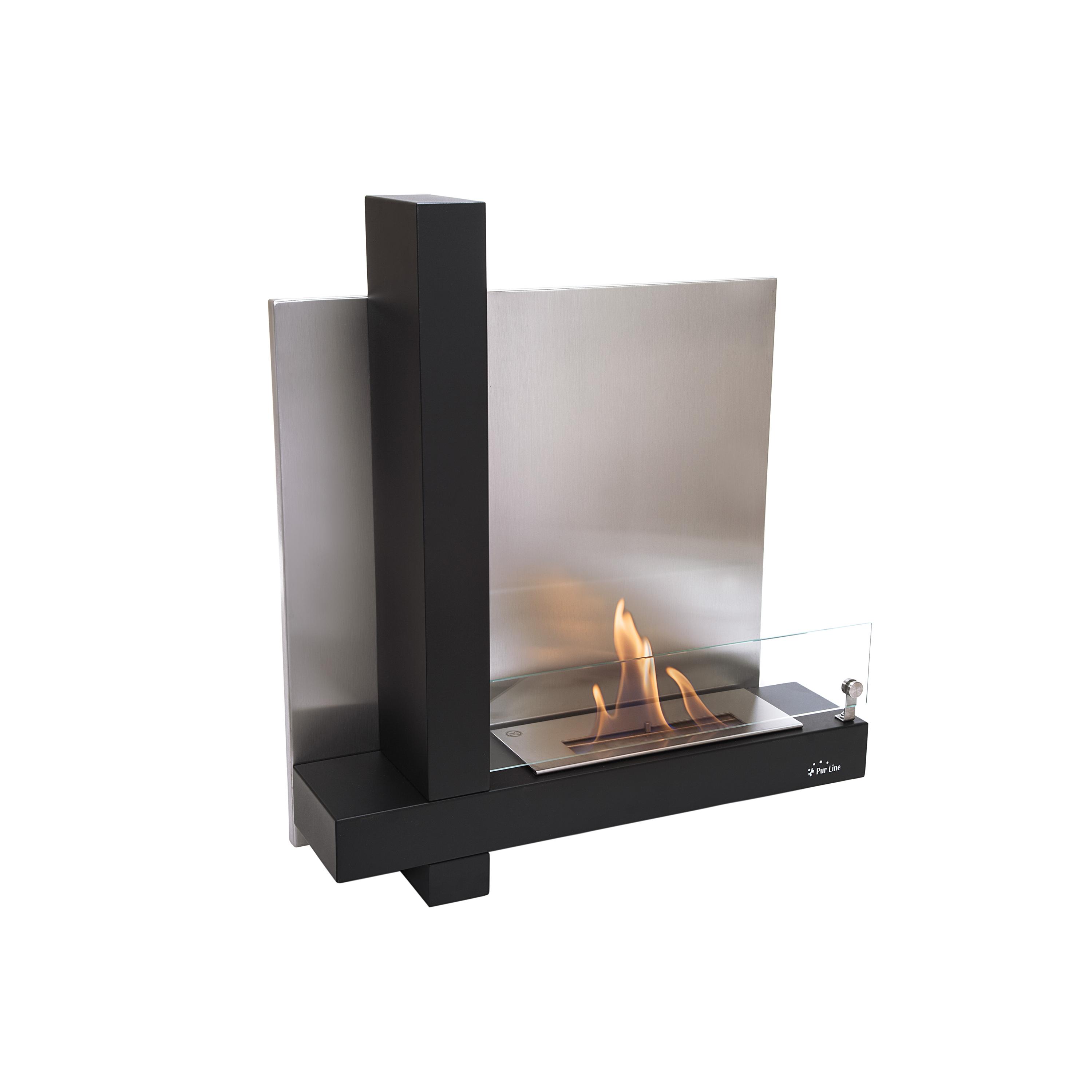 Chimenea de etanol mural en acero inoxidable negro Purline MUSA