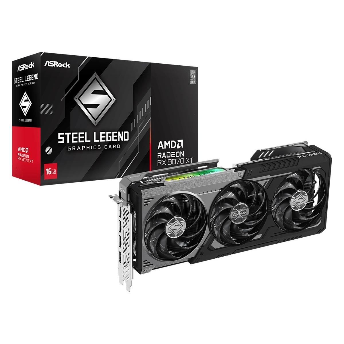 Tarjeta gráfica Asrock RX9070XT Steel Legend Dark de 16 GB
