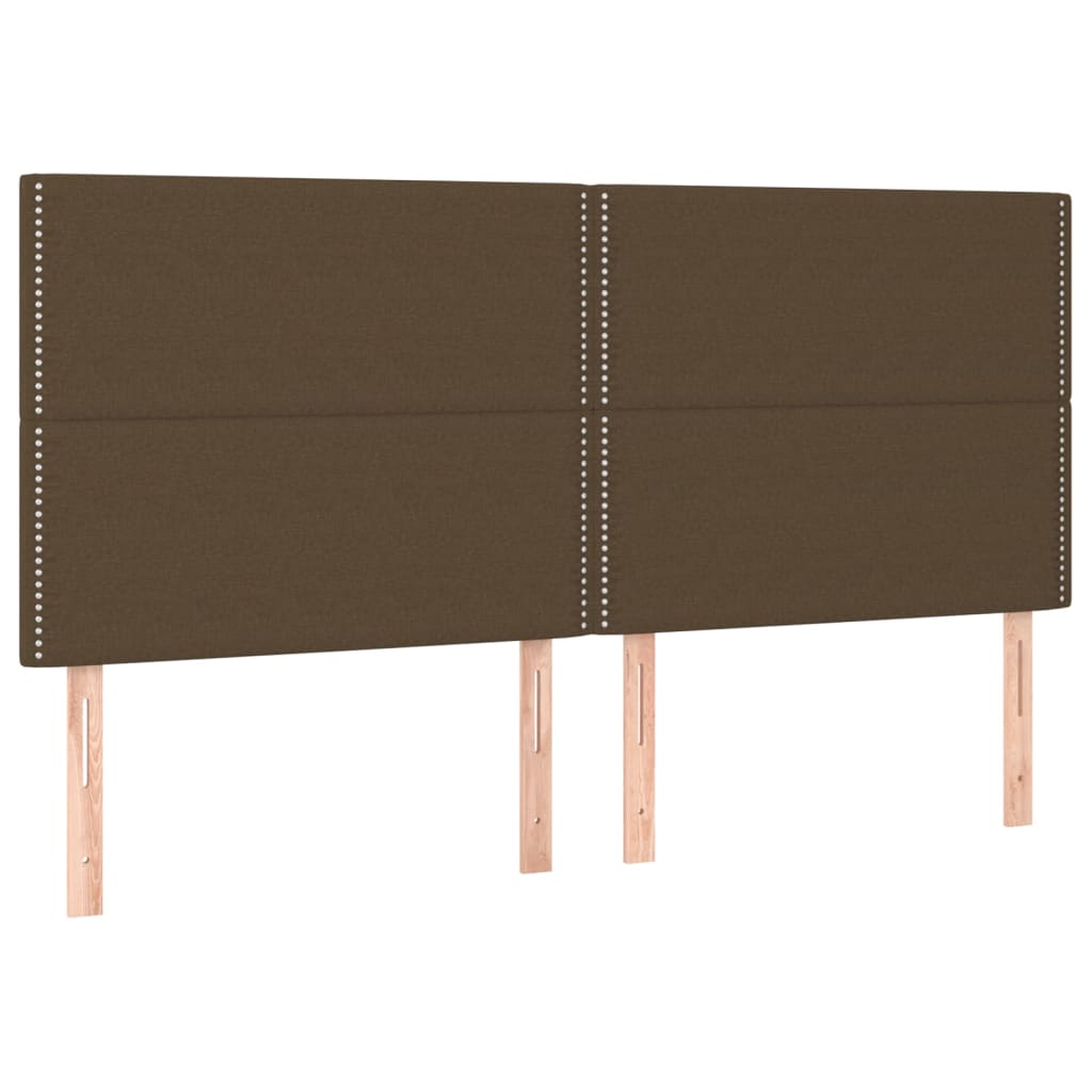 vidaXL Cabecero con luces LED tela marrón oscuro 180x5x118/128 cm