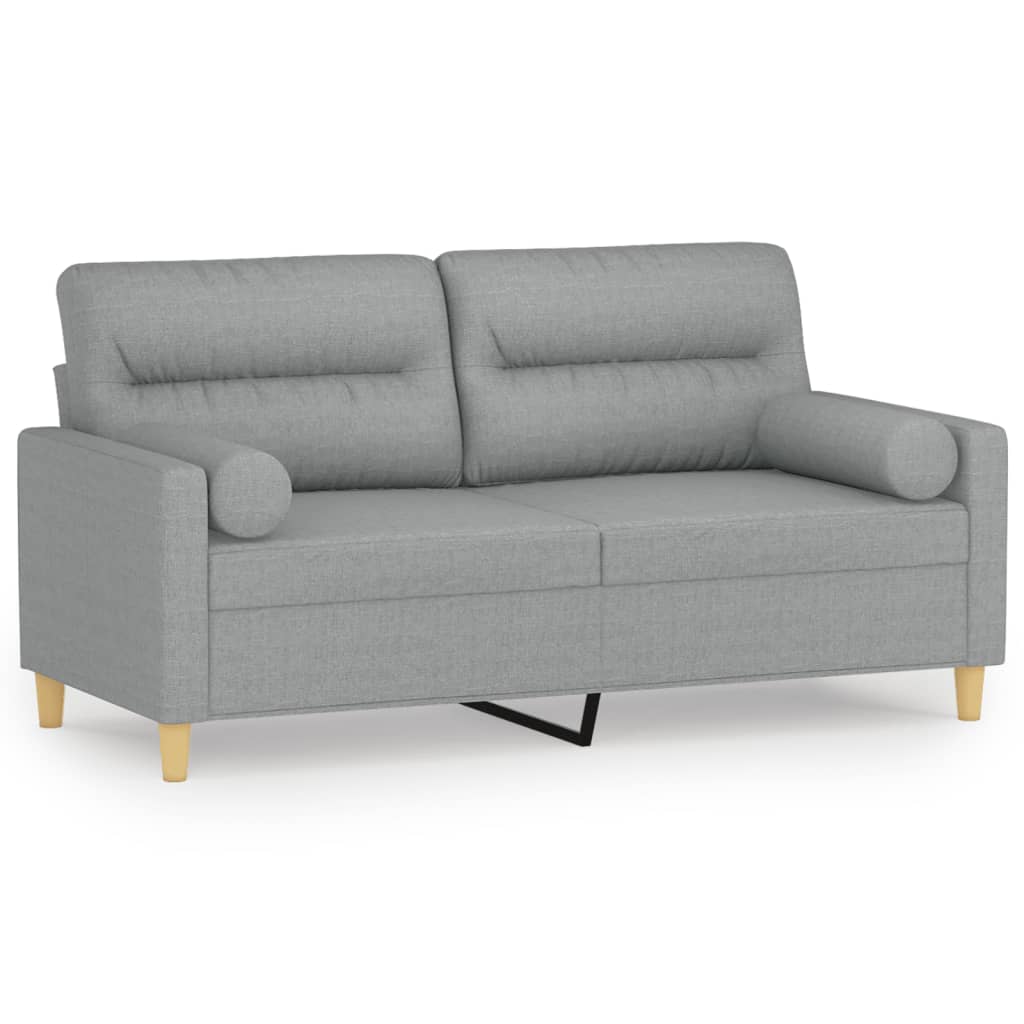 vidaXL Sofá de 2 plazas con cojines tela gris claro 140 cm
