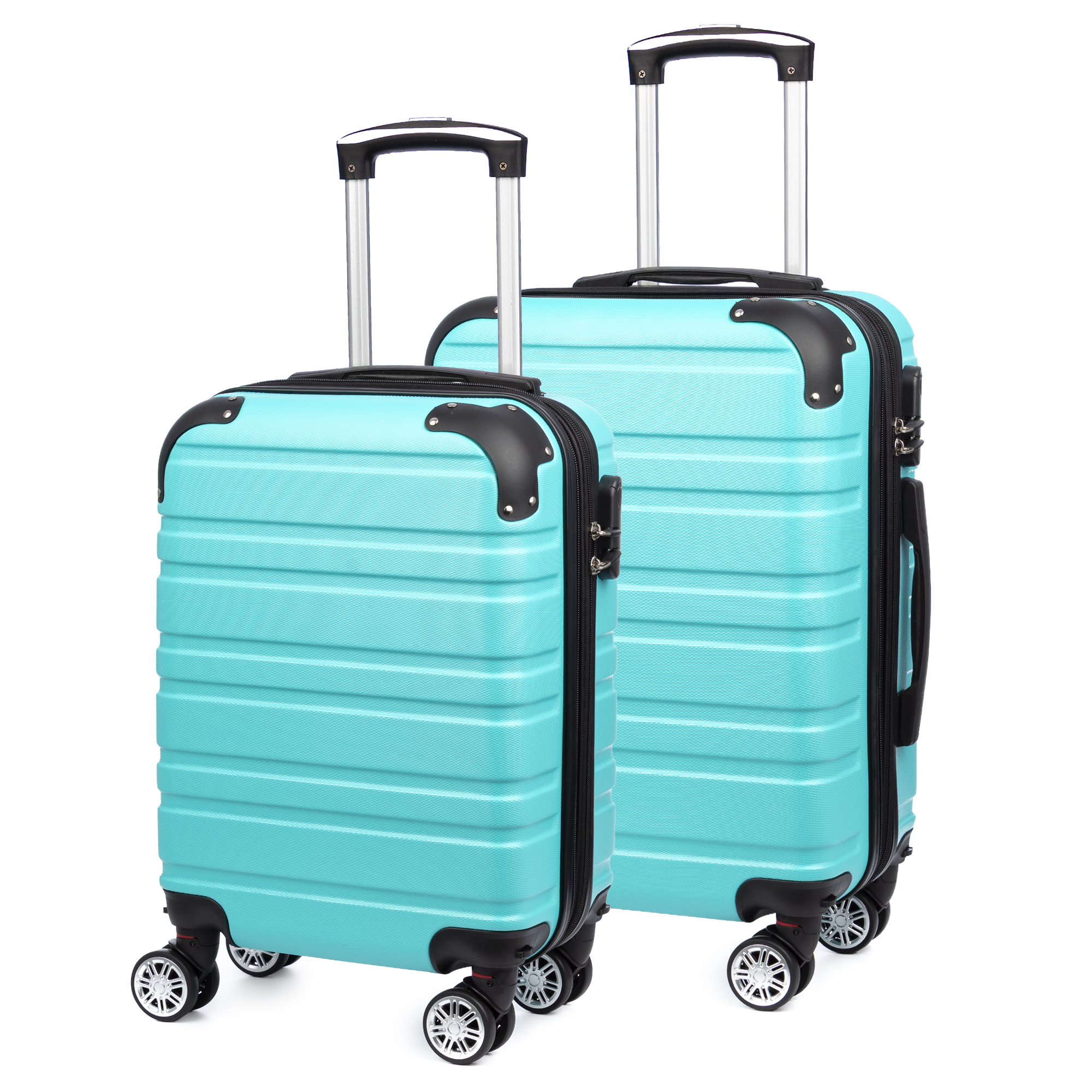 DAM. Juego de 2 maletas Trolley extensibles, en material ligero ABS de alta resistencia con esquinas reforzadas. Cerradura numérica, 4 ruedas dobles giratorias 360° y extraíbles. 38x25x56cm