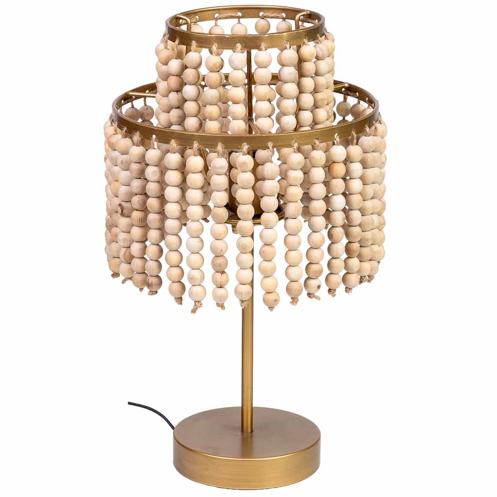 Wonderlust Deco - Lámpara de mesa de metal y madera 28.5x28.5x35/50h cm Dorado Dorado 28.5x28.5x35/50h cm