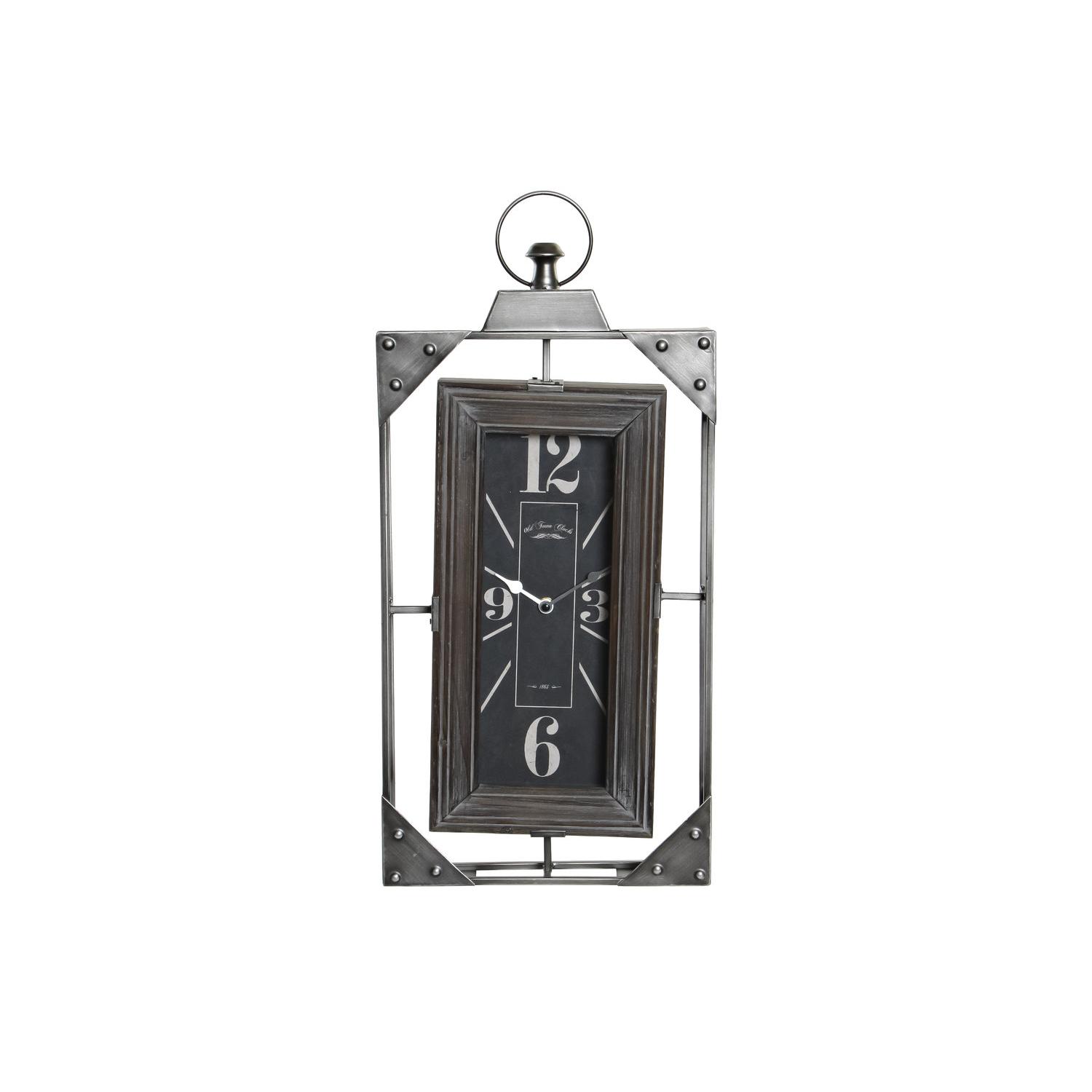 RELOJ PARED HIERRO MADERA 29X6,5X61 GRIS RE179990