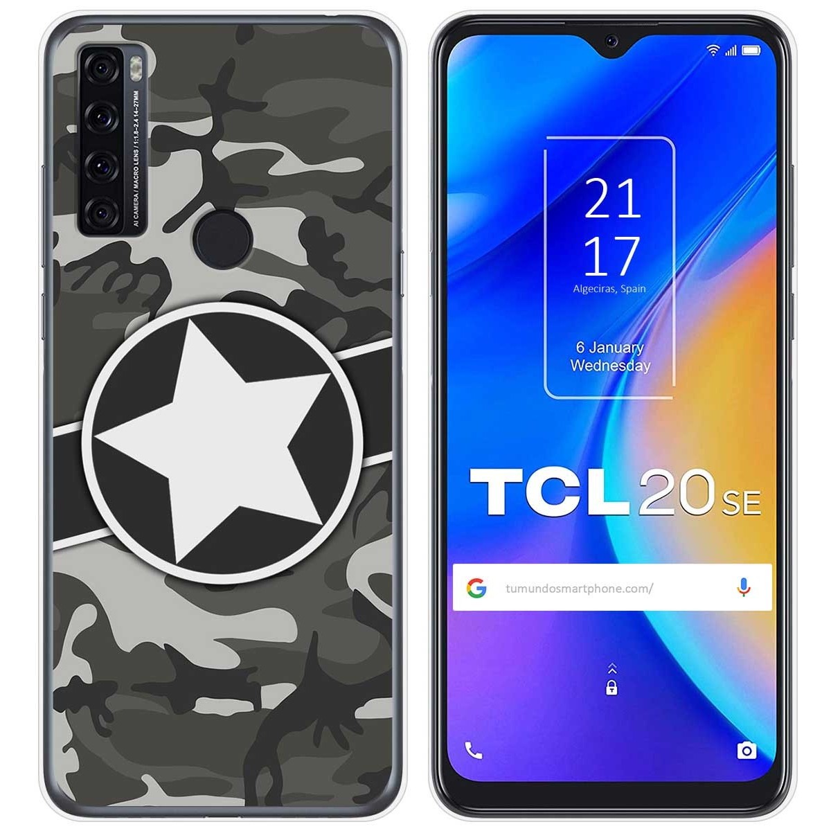 Tumundosmartphone Funda Gel Tpu para TCL 20 SE diseño Camuflaje 02 Dibujos