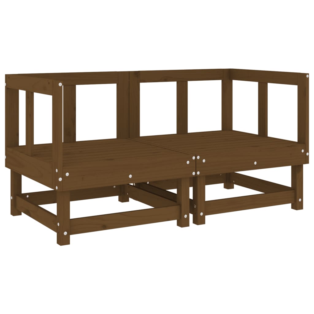 vidaXL Sofás de esquina de jardín 2 uds madera maciza pino marrón miel