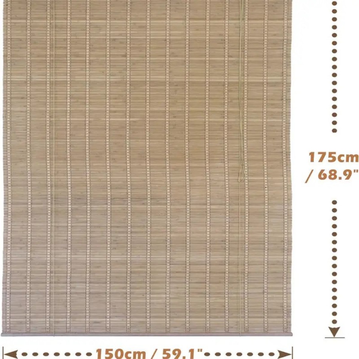 MEJORADA Estor de Bambú Enrollable para Ventana y Puerta, Cortina Persiana de Madera Incluye Accesorios (DIMENSIONES ANCHO X LARGO)