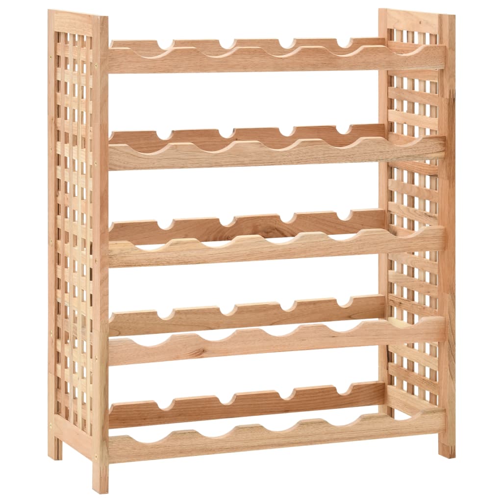 vidaXL Botellero para 25 botellas madera maciza de nogal 63x25x73 cm