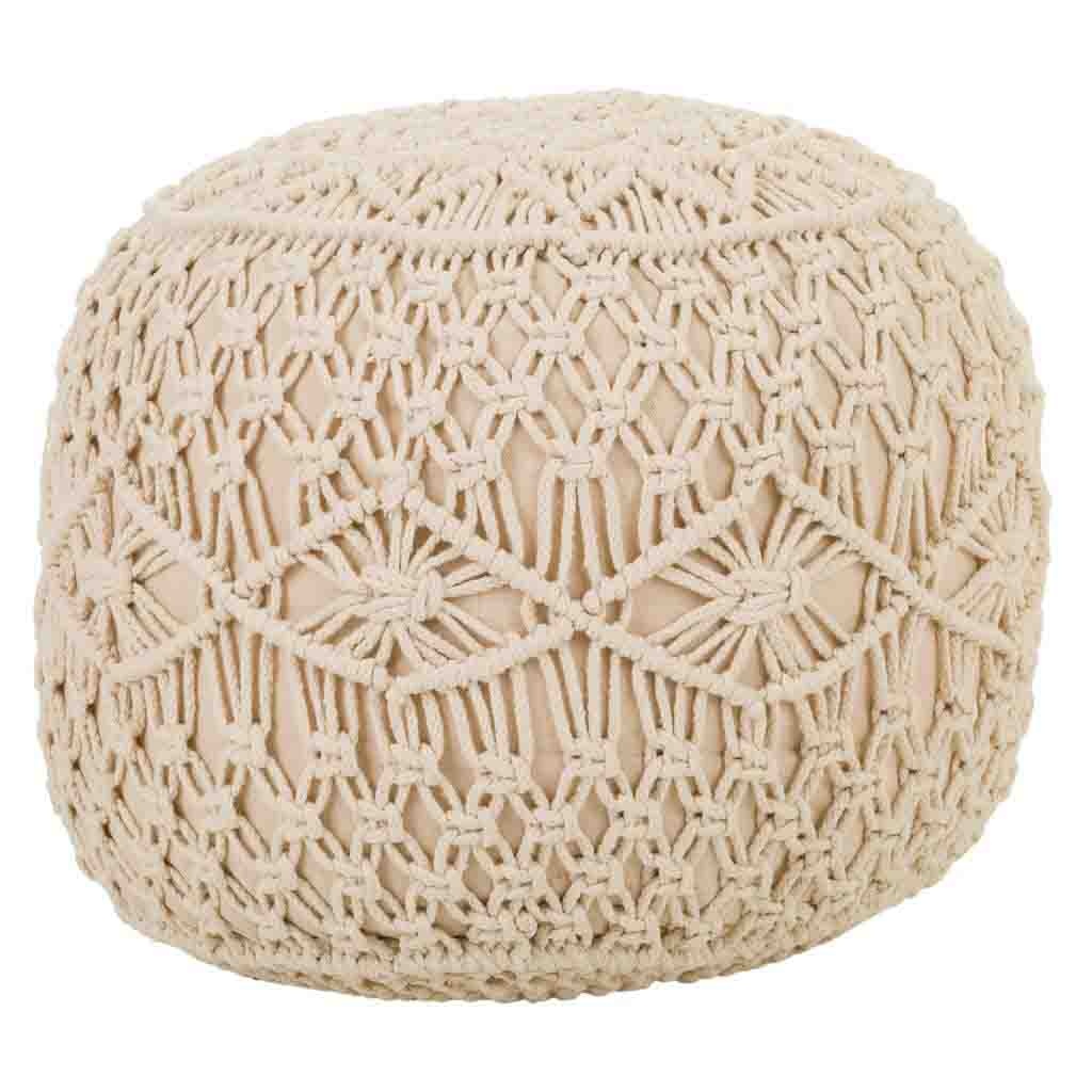 WANDERLUST DECO Puff de algodón trenzado color crema 50x50x30h cm