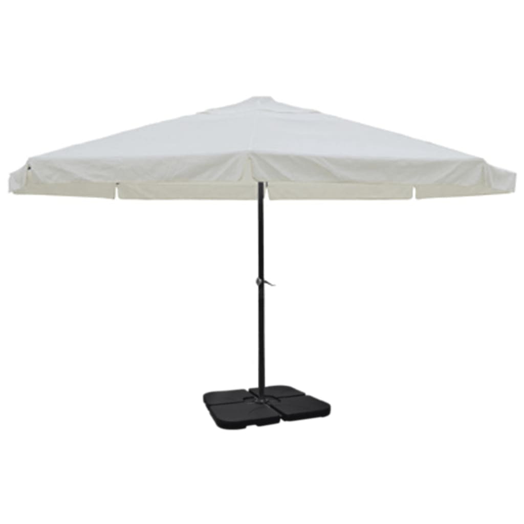 vidaXL Sombrilla de jardín con base portátil aluminio blanco