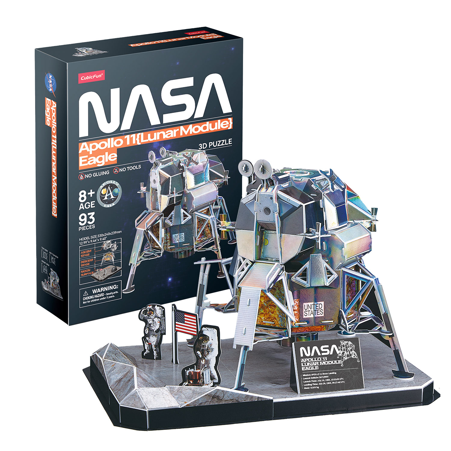 Puzzle 3D NASA - Modulo Lunar Eagle | Maquetas para Construir Adultos Y Niños 93 Piezas | Puzzles 3D | Puzzle 3D Adultos | Puzzle 3D Niños | Maquetas para Montar