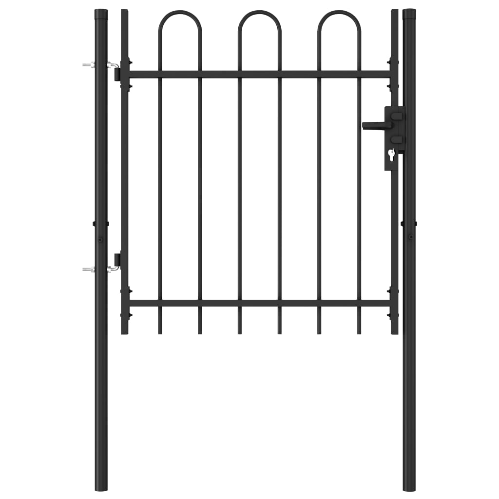 vidaXL Cancela de Valla Sencilla de Puntas Acero Negro Puerta de Jardín Dimensiones 1 x 1 m,  1 x 1.2 m,  1 x 1.5 m y mas
