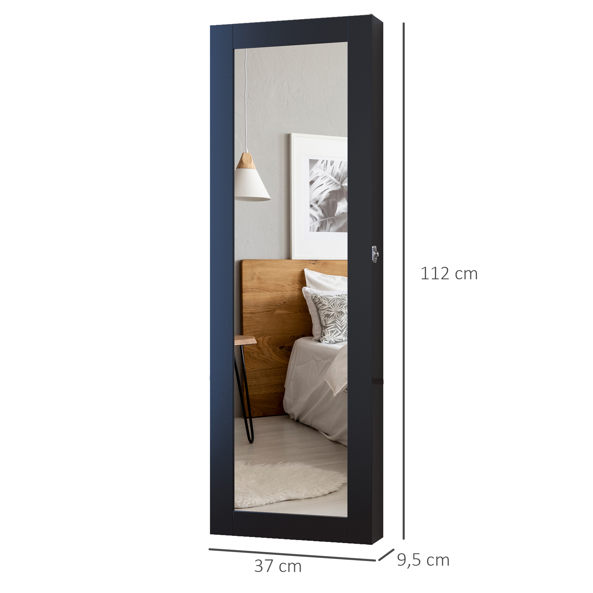 Homcom Espejo Joyero De Pared O Puerta Con Luz Led One Size