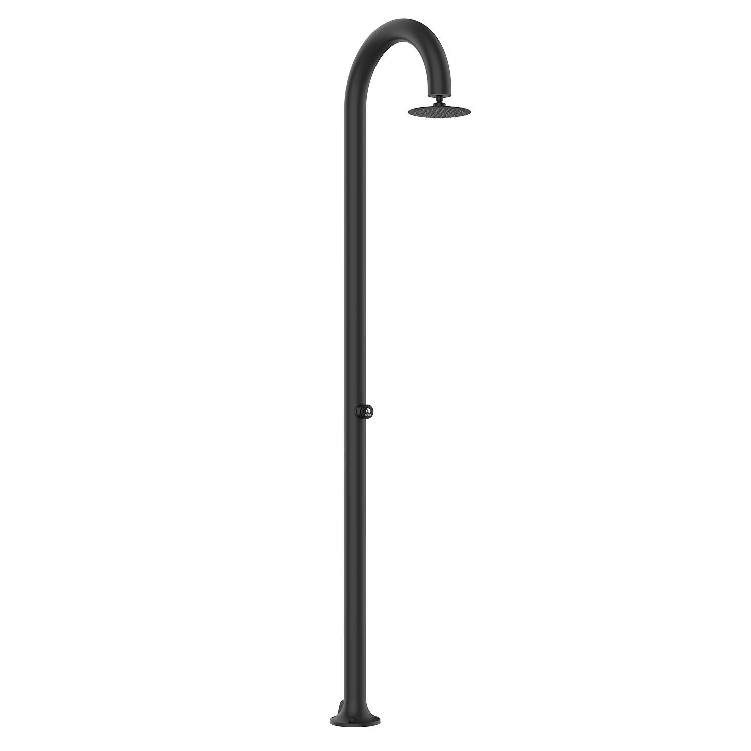 Sined Luna Timer Ducha De Aluminio Negro Doble Conexión De Agua Fría Lateral o Inferior Ducha Temporizada De Agua Fría Con Rociador Redondo Negro y Mezclador Gran Ahorro De Agua