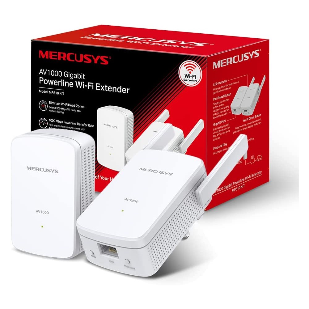 Mercusys MP510 KIT adaptador de red PowerLine 1000 Mbit/s Ethernet Wifi Blanco MERCUSYS MP510 KIT