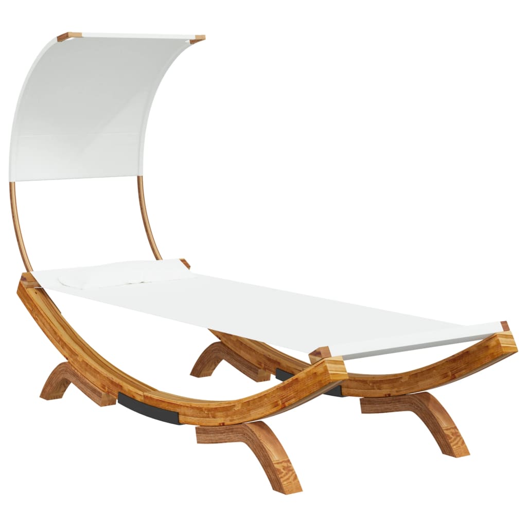 vidaXL Tumbona con dosel madera maciza curvada 100x200x126 cm en color Crema/Antracita