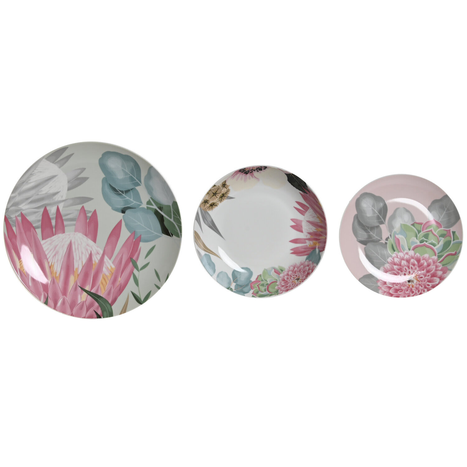 Vajilla set 18 porcelana 27x27x3 tropical verde , La mejor decoración para tu hogar.
