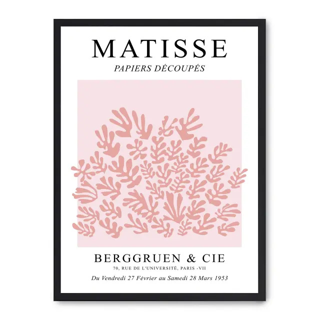 Cuadro matisse papers decoupes 30x40cm, Póster impreso en papel de primera calidad de 180gr, montado sobre marco de madera MDF acabado en negro., Arte - Pintores famosos - Matisse