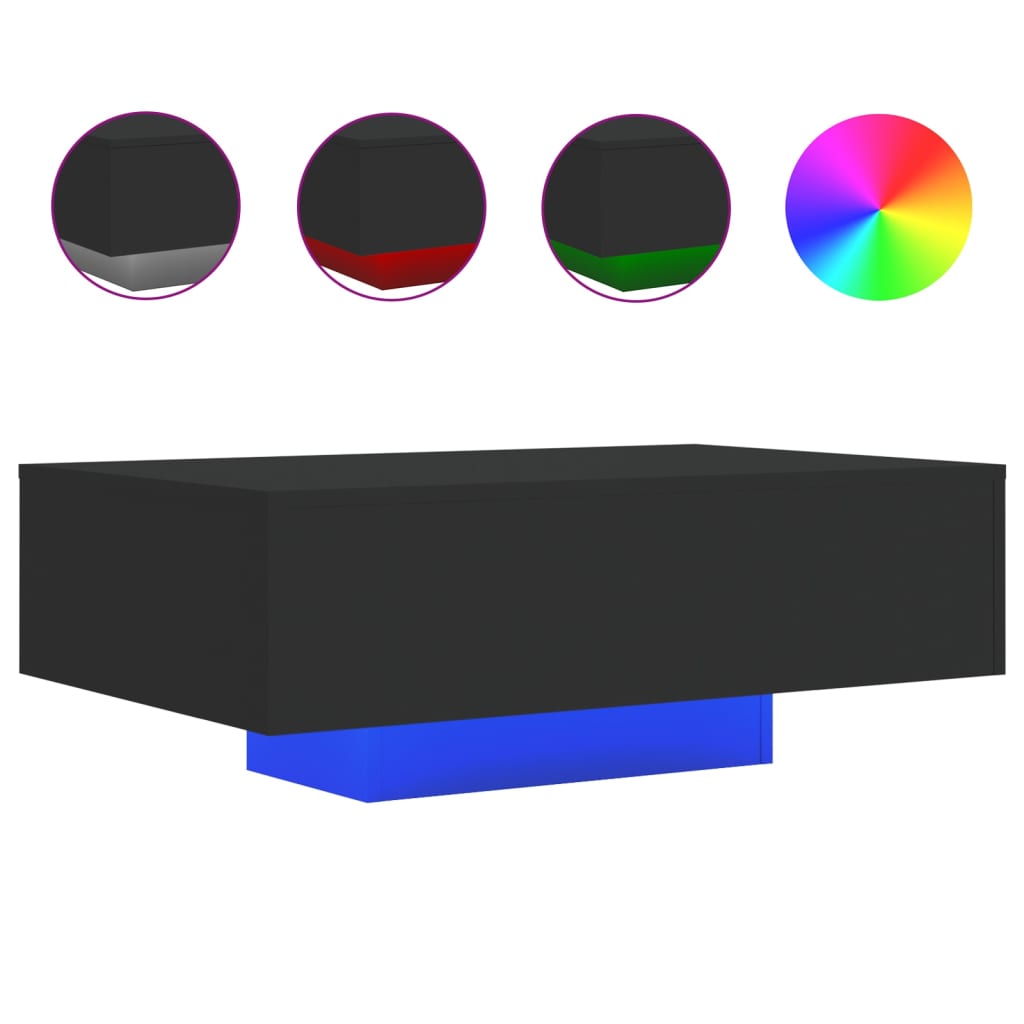 Vidaxl Mesa de Centro con Luces LED 85x55x31 Cm Blanco