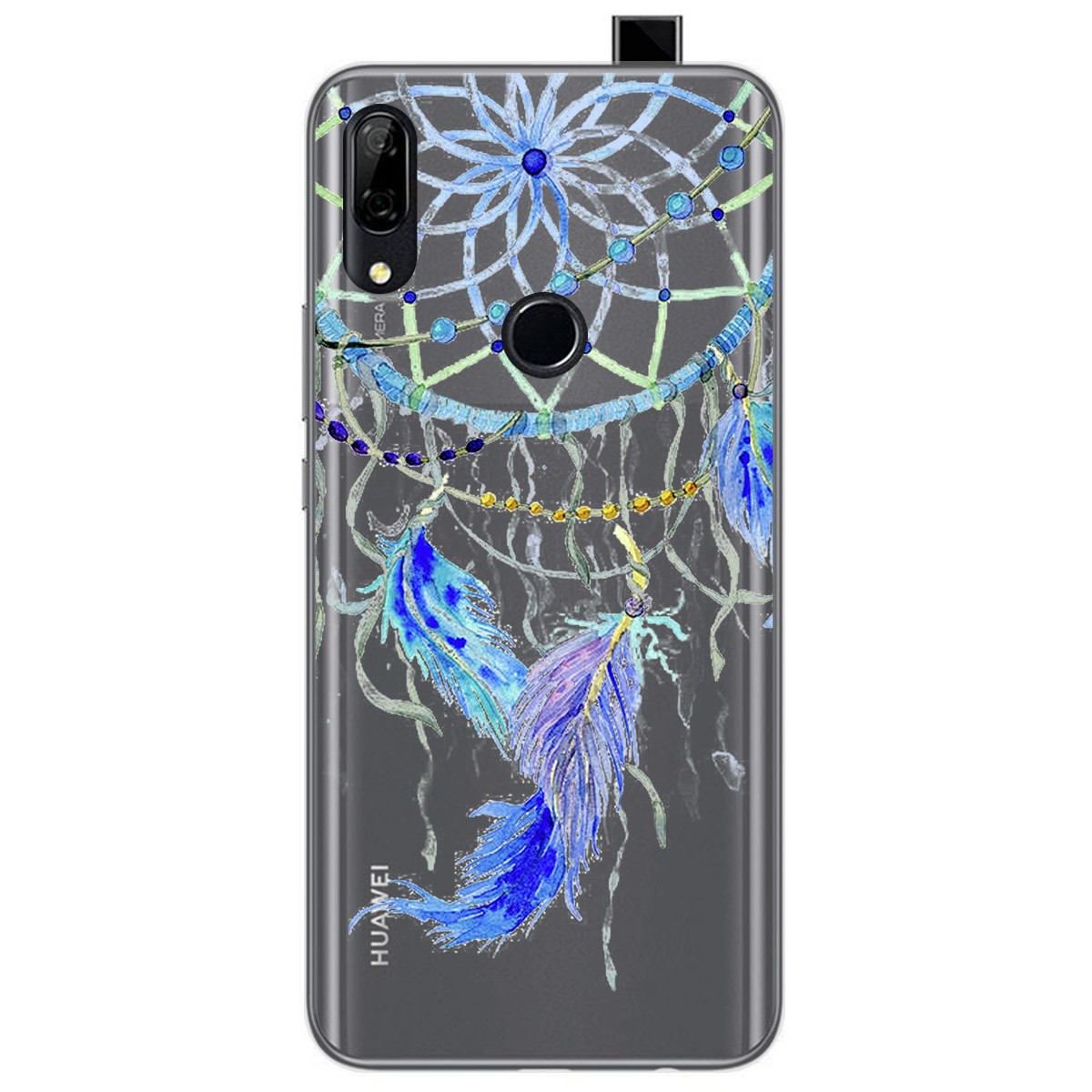Tumundosmartphone Funda Gel Transparente para Huawei P Smart Z diseño Plumas Dibujos