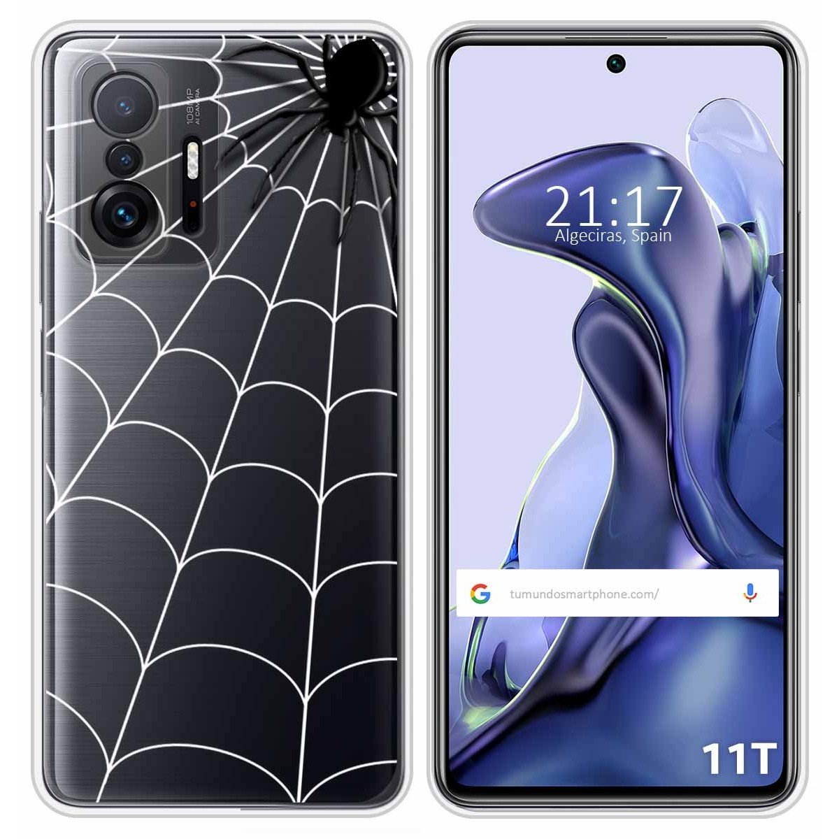 Funda Silicona Transparente para Xiaomi 11T 5G / 11T Pro 5G diseño Araña Dibujos
