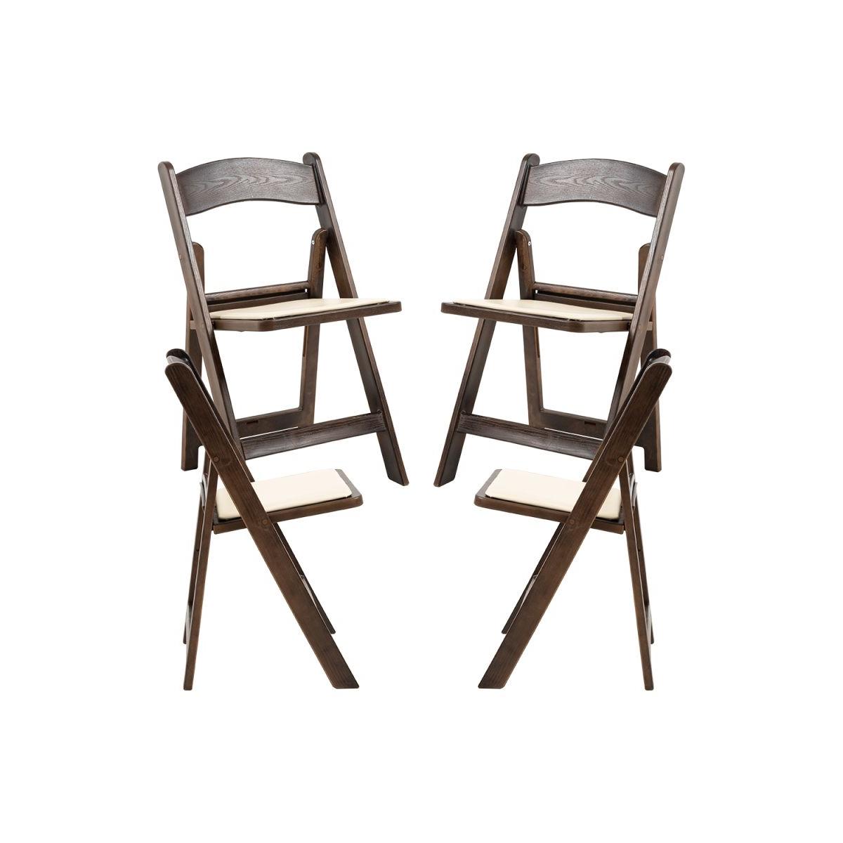 Regalos Miguel - Sillas Plegables - Pack 4 Sillas Gala Plegable con Cojín efecto Madera - Roble oscuro