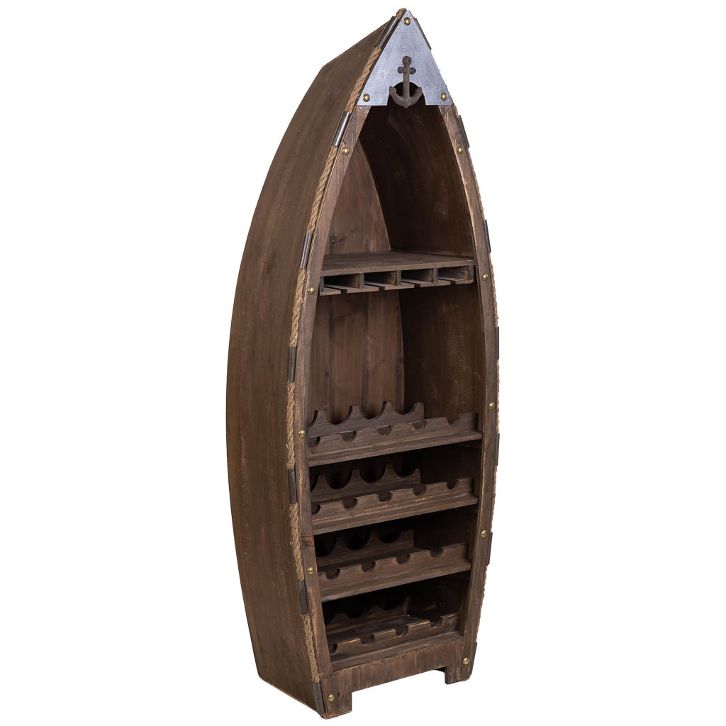 Wonderlust Deco - Estantería botellero de madera y metal marrón 61x31x154h cm Marrón 63x33x156