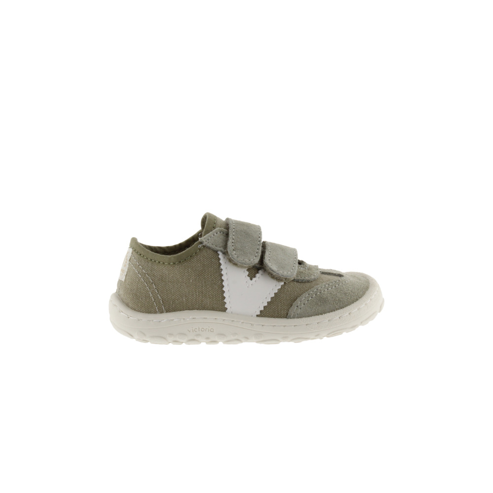 Victoria Bosco Zapatillas respetuosas barefoot de lona con piezas de serraje al tono y doble cierre adherente 1370128