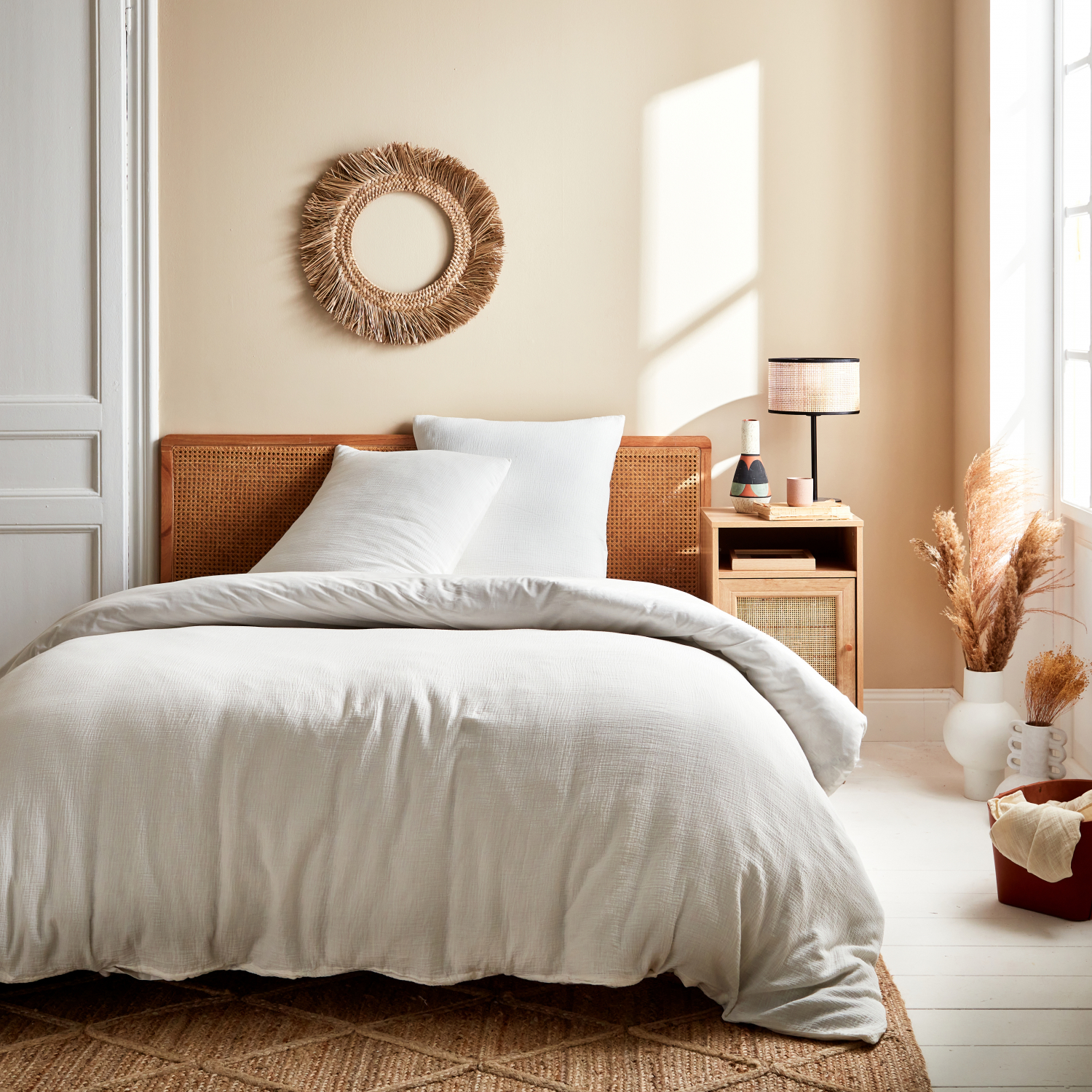 sweeek - Ropa de cama de gasa y algodón blanco , Alix , 140x200x1