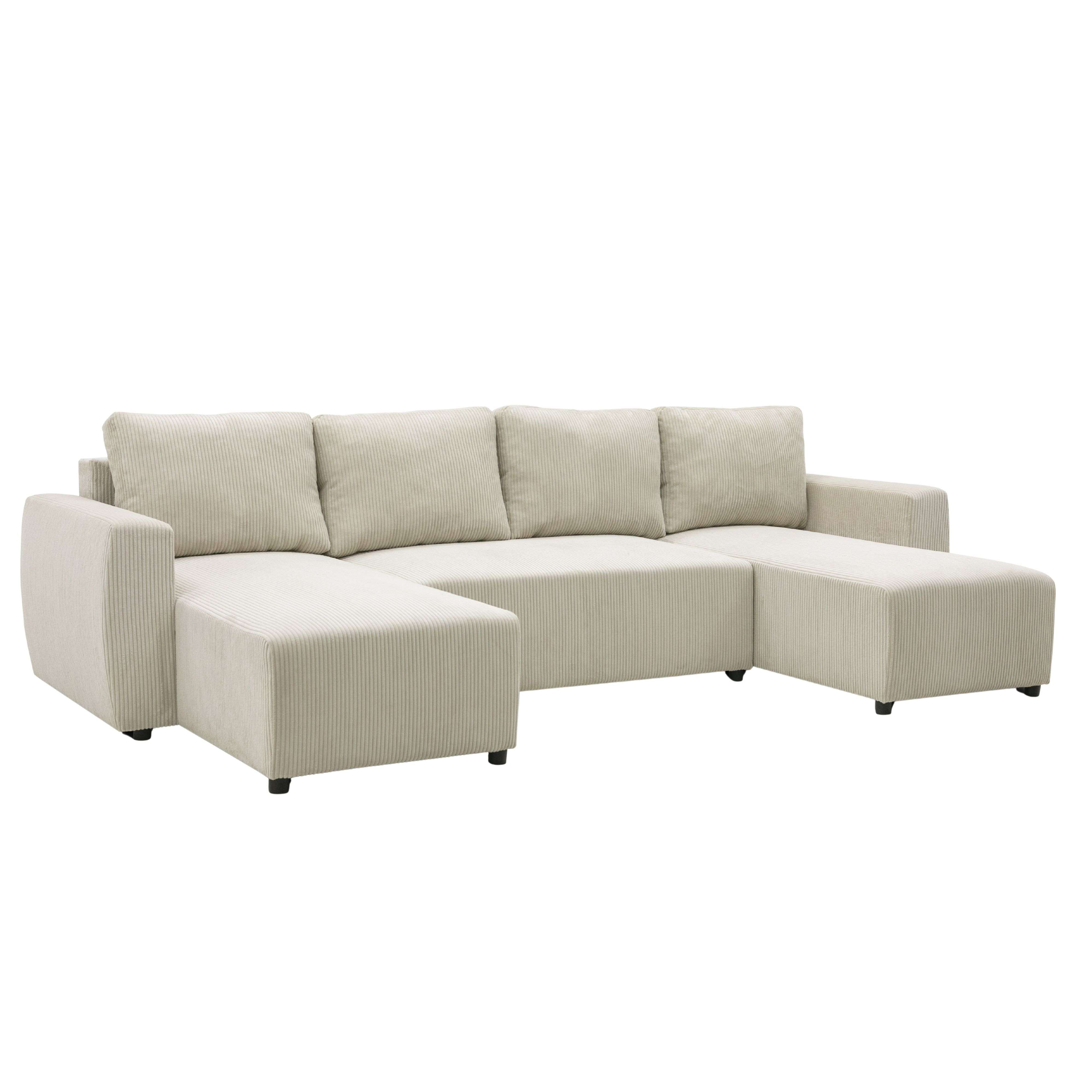 Miroytengo Sofá Doble Chaise Longue Ulises, Sofá Cama Convertible, Sofá 4-5 Plazas Forma de U Beige 297 cm