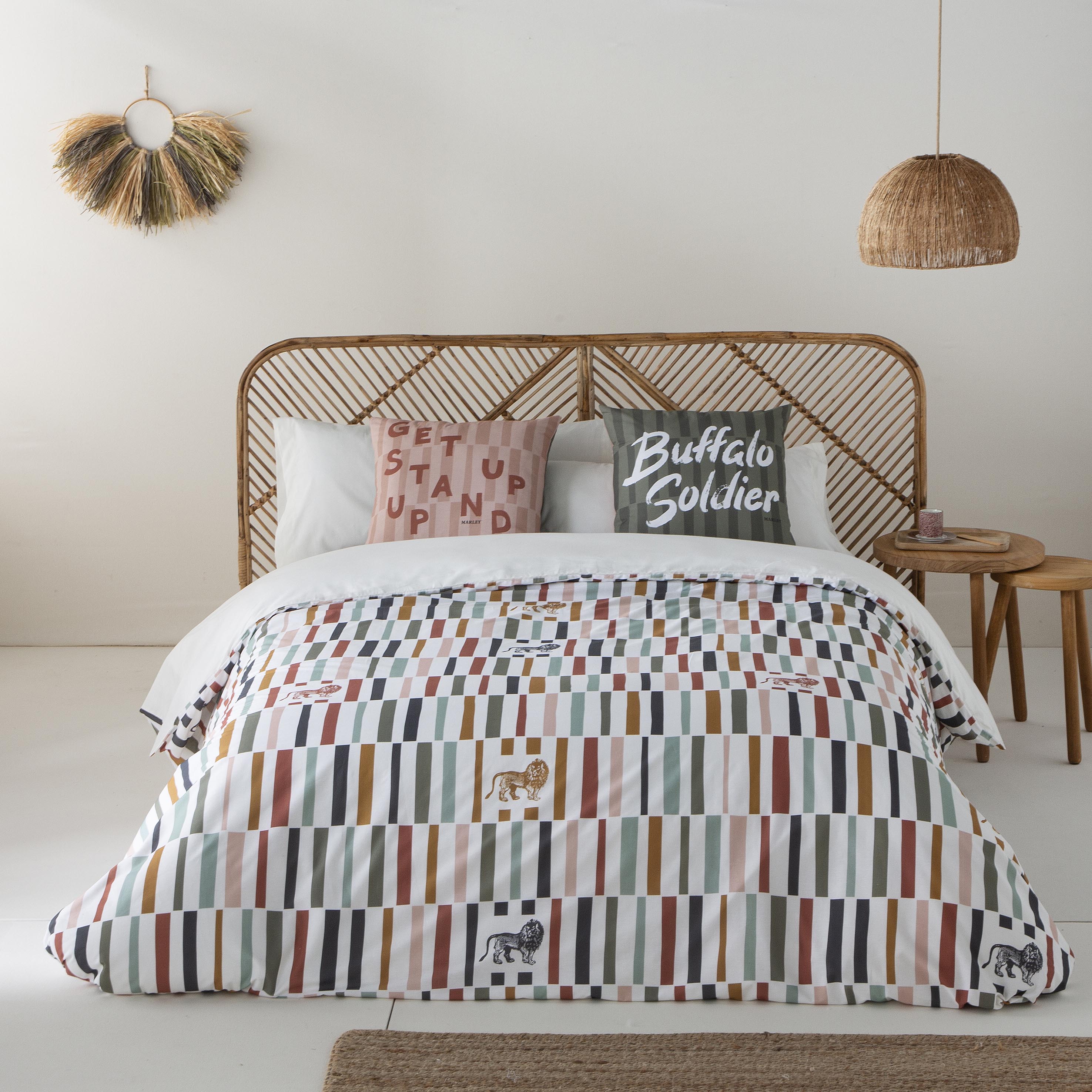 MARLEY -Funda Nórdica Estampada - Algodón Extra Suave - Fabricado en España - Incluye Funda Nórdica + 1 o 2 Fundas de Almohada - RUNAWAY BOB MARLEY