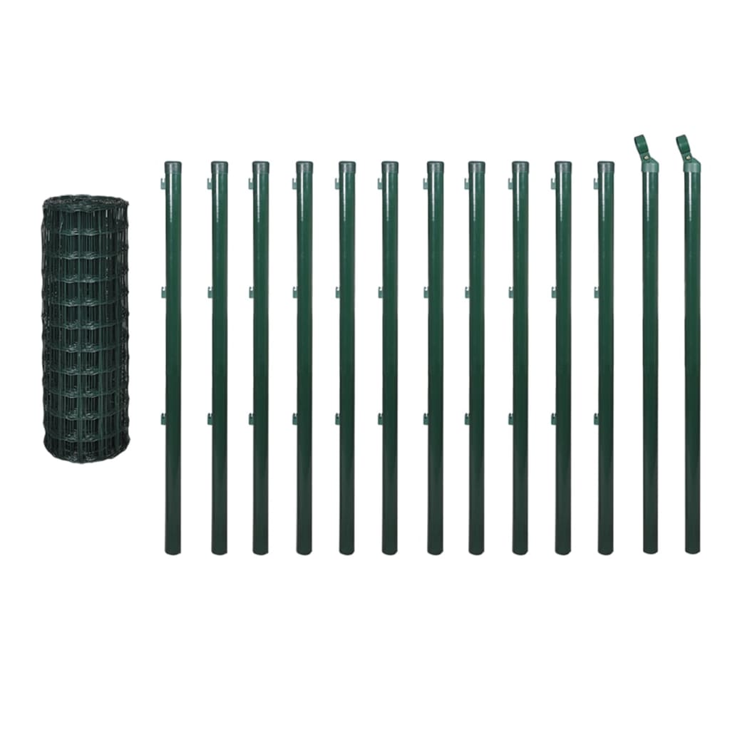 vidaXL Euro Valla de acero verde 25x1,2 m
