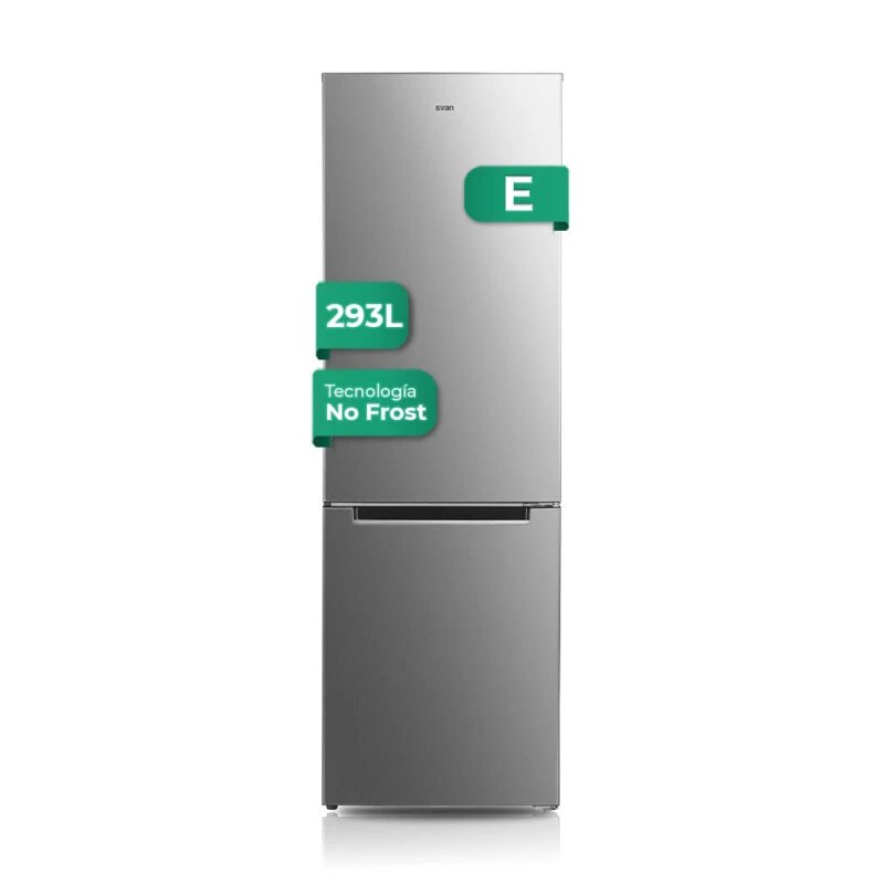 Svan - Frigorífico combi SC185603ENFX No Frost 293 L, 186 cm alto, clase energética E, acabado inoxidable, para familias