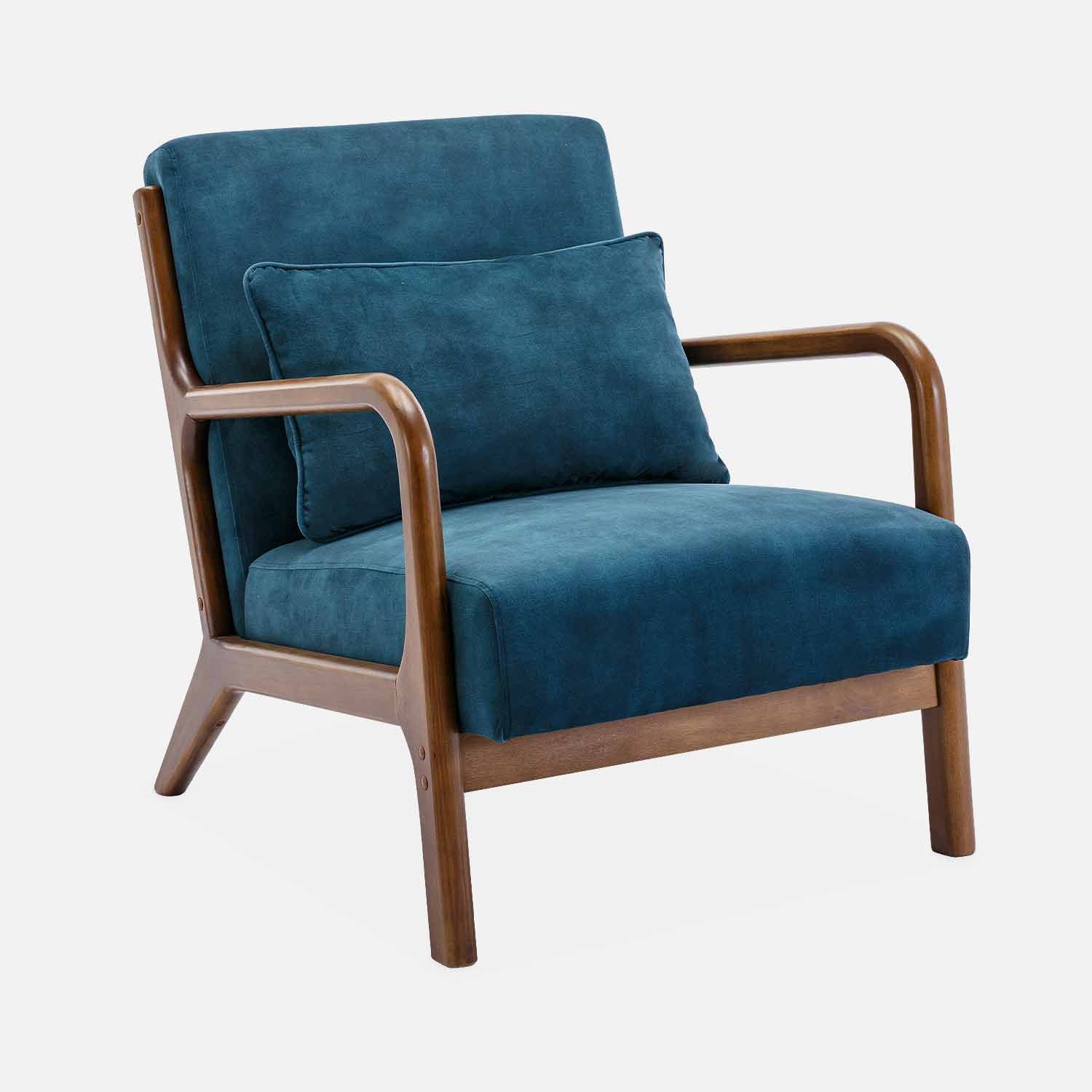 sweeek - Sillón escandinavo de terciopelo y madera de hevea , Lorens terciopelo , 65x80x79