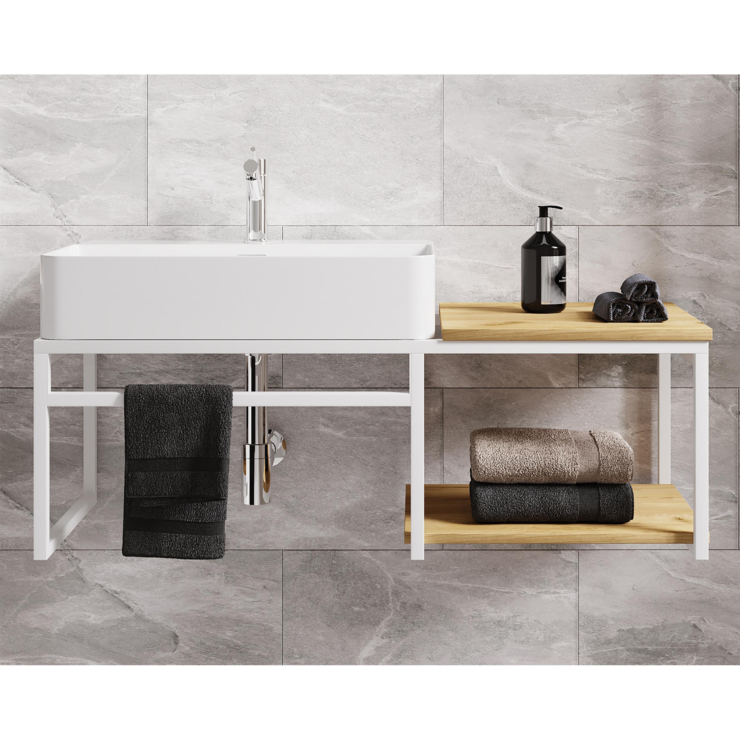 Mueble lavabo 2 piezas Conjunto mueble baño Lavabo madera metal estilo industrial Bitila 100 Mueble lavabo 2 piezas Conjunto mueble baño Lavabo madera metal estilo industrial Bitila 100