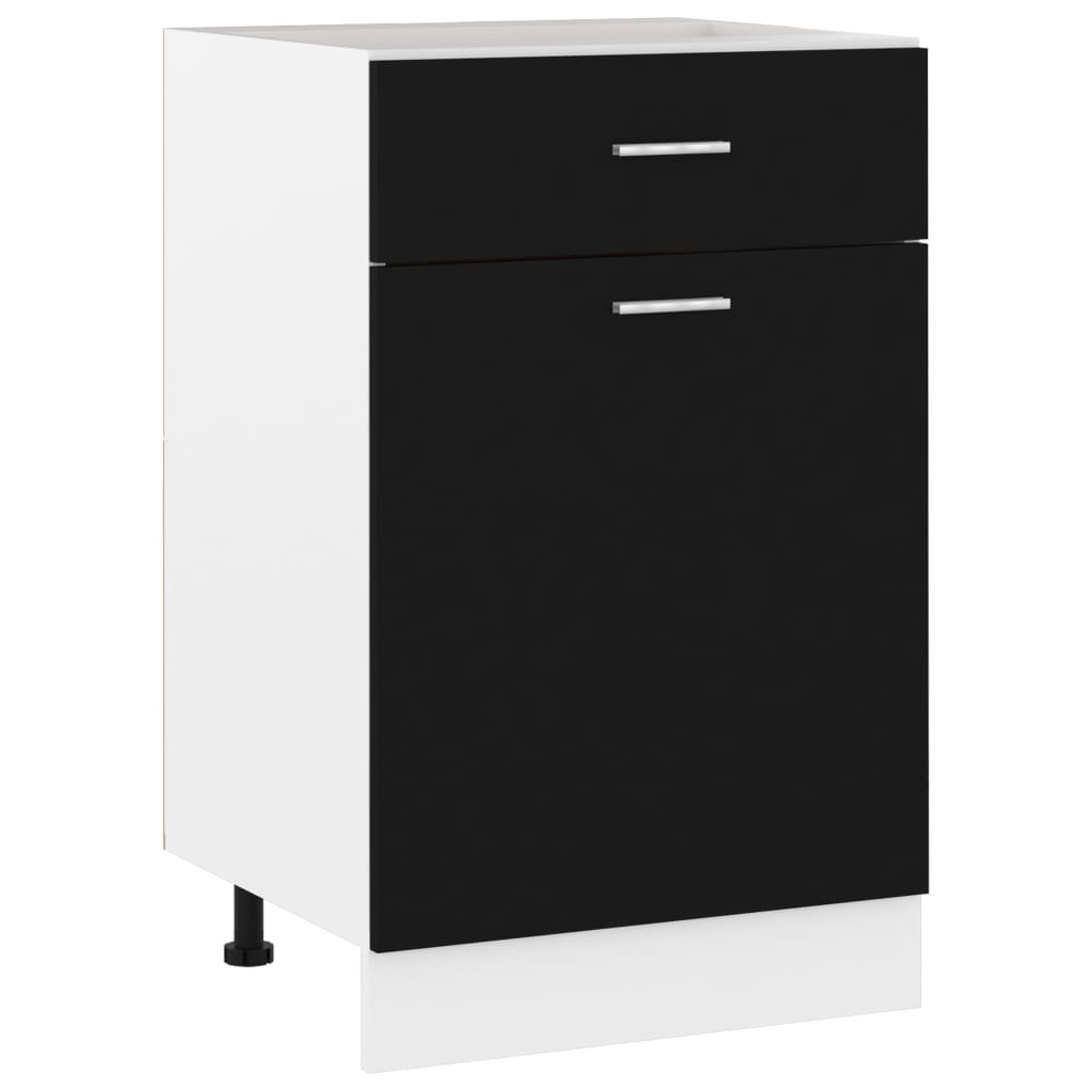 vidaXL Cajón inferior "Lyon" negro, 50 x 46 x 81,5 cm, madera de ingeniería