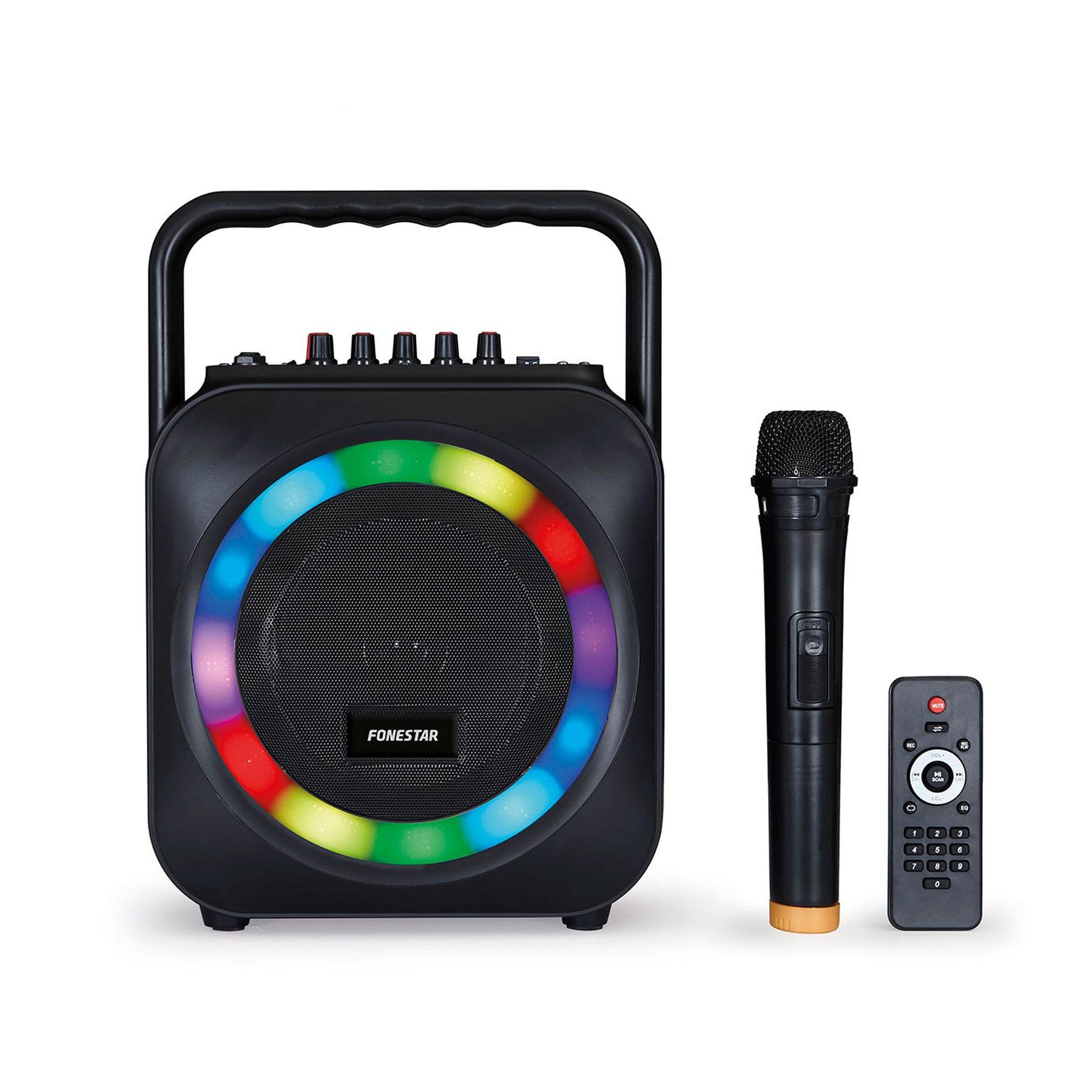 Fonestar box-35led altavoz portátil karaoke bluetooth usb sd luces led