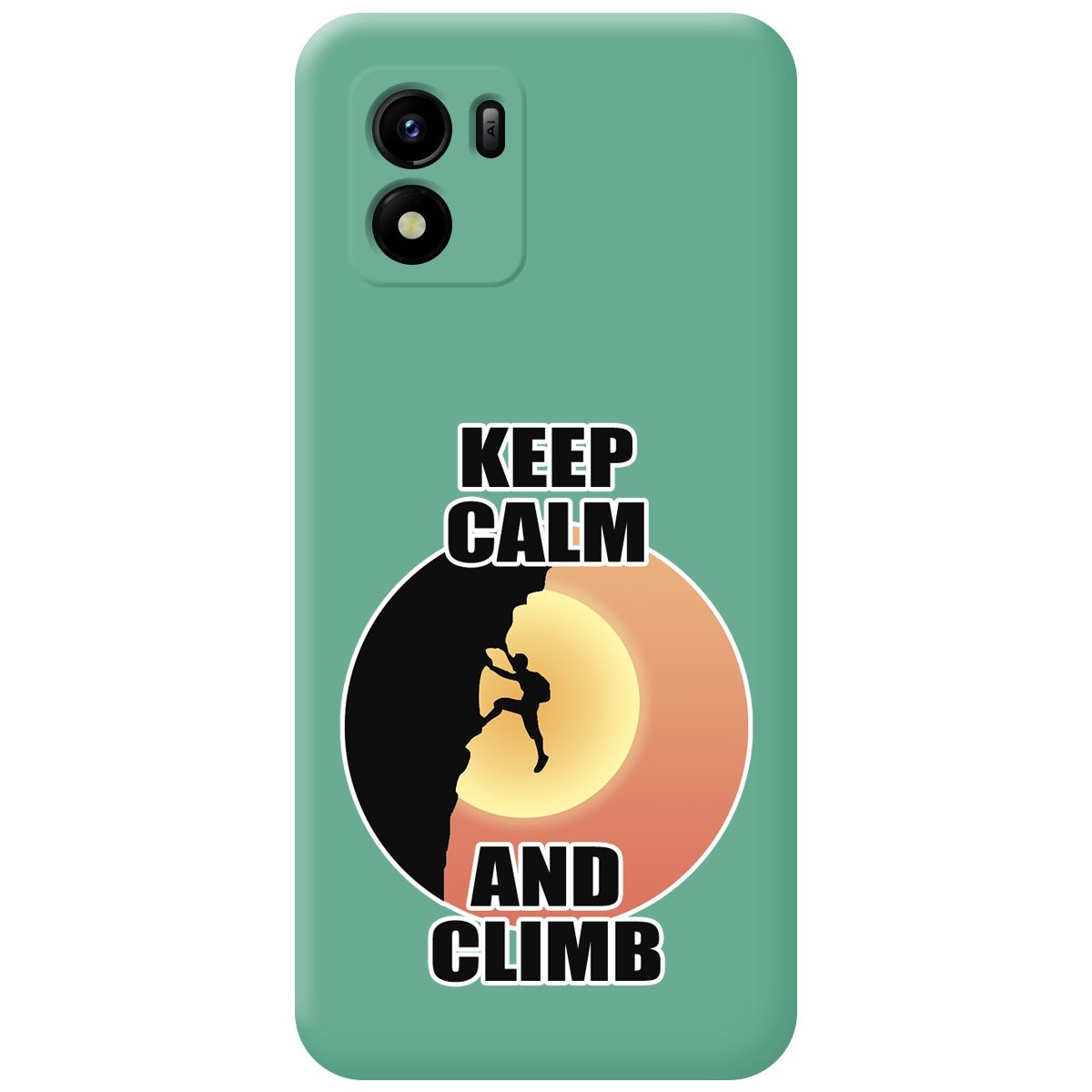 Funda Silicona Líquida Verde para Vivo Y01 diseño Hombre Escalada Dibujos