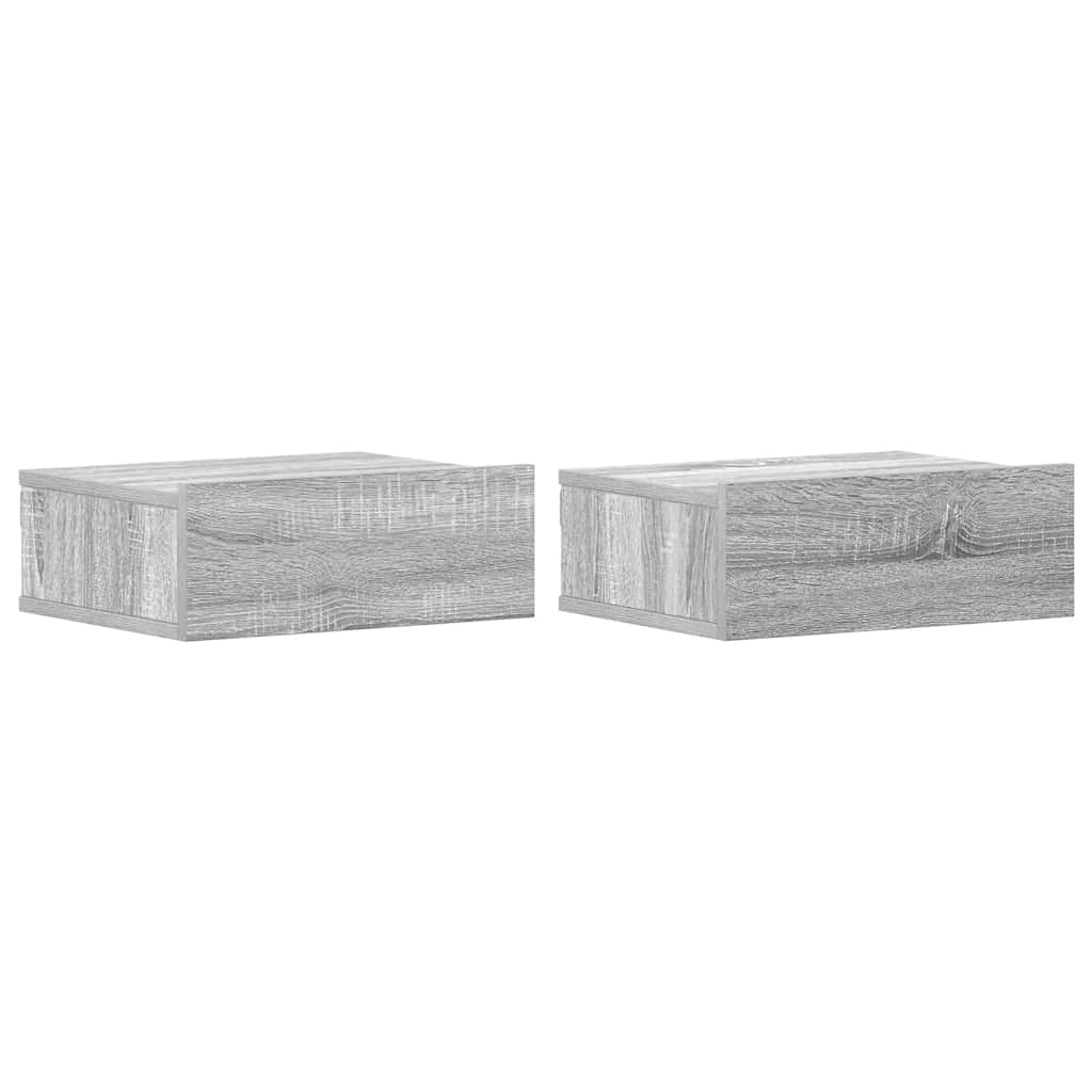 vidaXL Mesita de noche flotante 2 uds madera gris Sonoma 40x30x15 cm