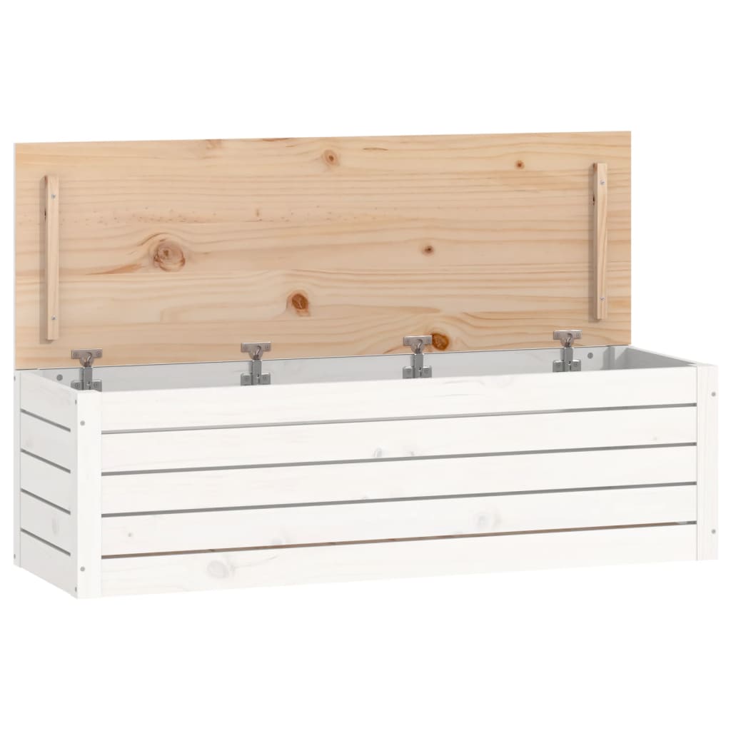 vidaXL Caja de almacenaje madera maciza de pino 109x36,5x33 cm en color Blanco/Natural