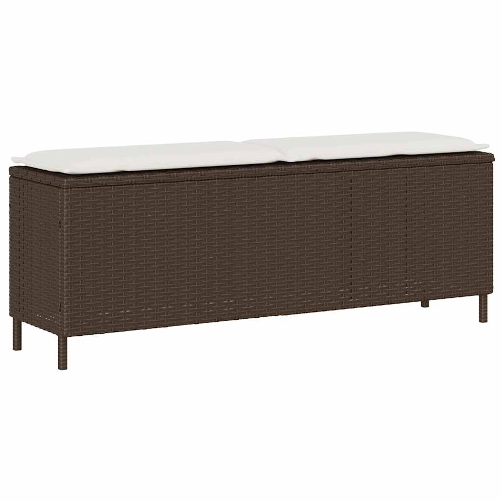 vidaXL Banco de jardín con cojín marrón 110x30x40,5 cm ratán sintético en color Marrón y blanco crema/beige y gris claro/Gris claro y gris oscuro y más | acolchados duraderos para sofás de jardín terraza exterior