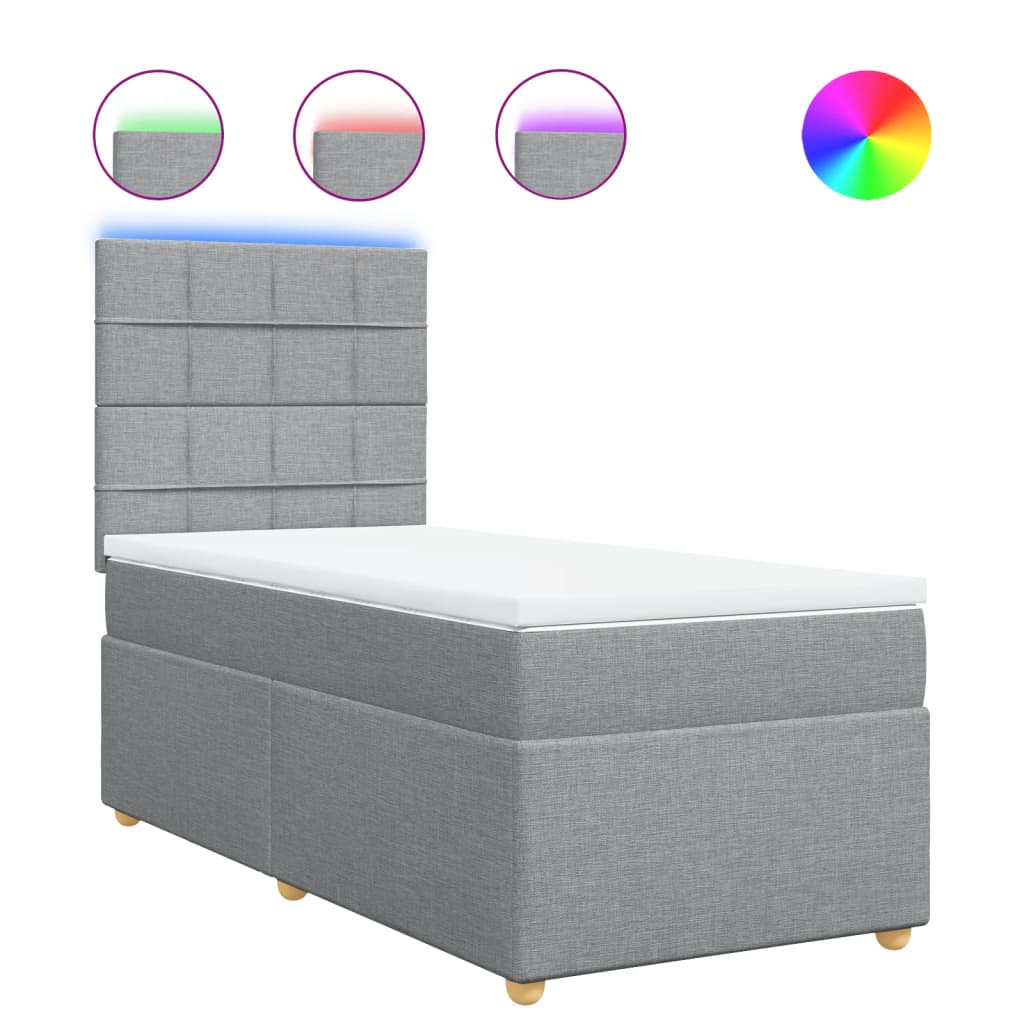 vidaXL Cama box spring con colchón tela gris claro 100x200 cm
